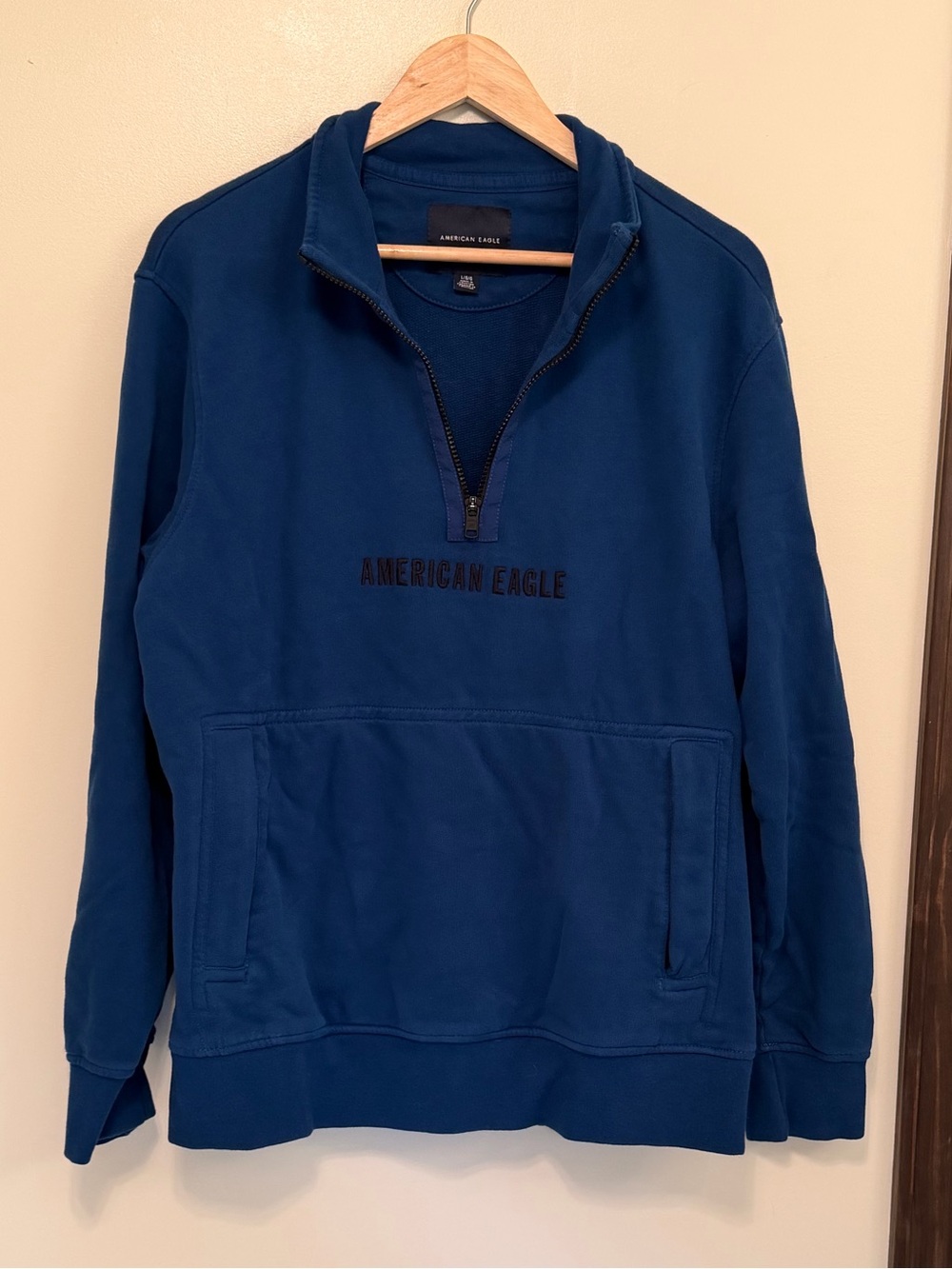 American Eagle Outfitters Men's Royal Blue Half-Zip Pullover